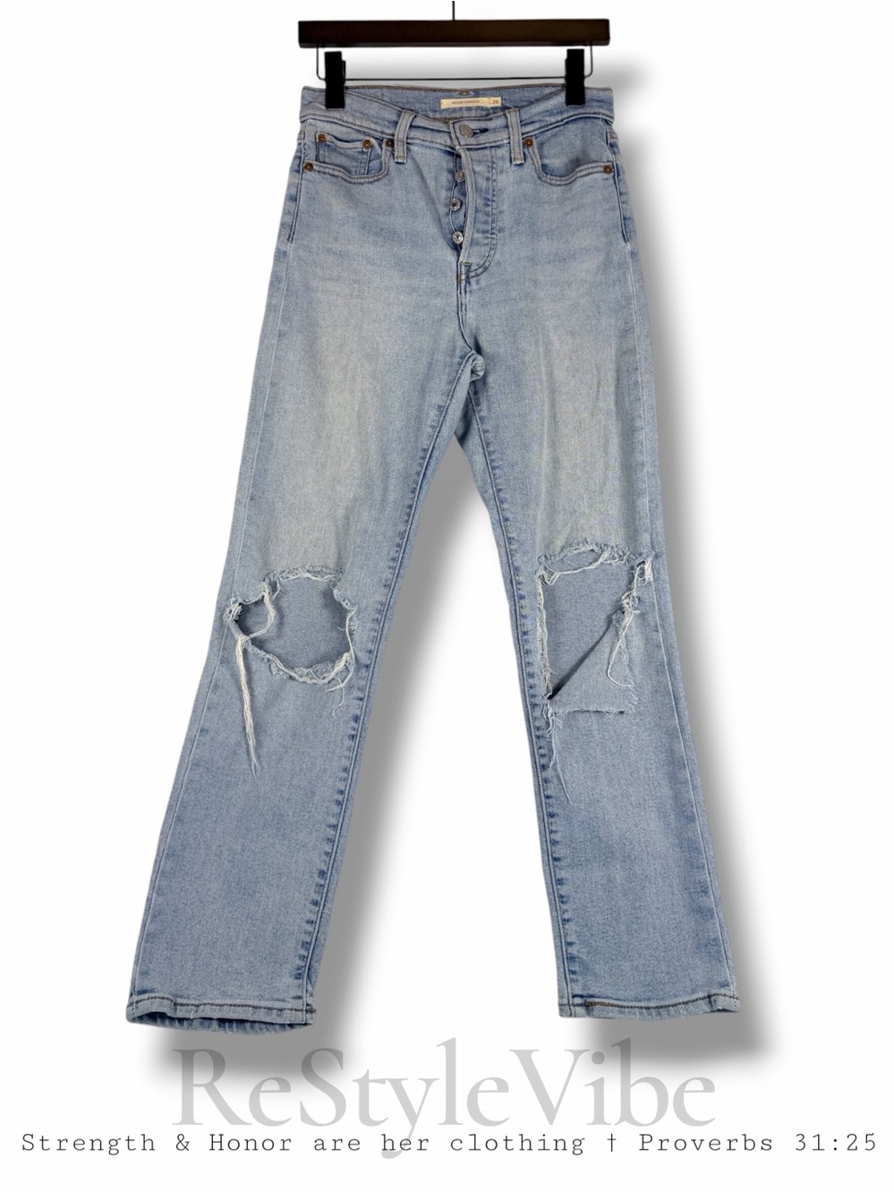 LEVI’S Women’s Size 26 Denim Jeans Wedgie Straight Fit Button Fly Destructed